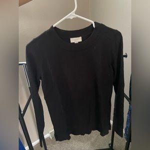 LOFT black long sleeve lightweight crewneck sweater